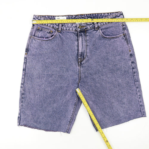 Collusion Mens Purple Acid Wash Denim Cargo Shorts Size 36
