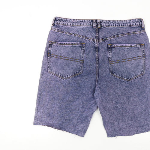 Collusion Mens Purple Acid Wash Denim Cargo Shorts Size 36