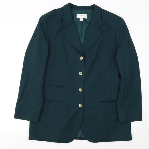 Liz Claiborne Women’s Green Wool Blazer Jacket Size 16 Classic Tailored