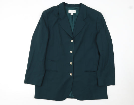 Liz Claiborne Women’s Green Wool Blazer Jacket Size 16 Classic Tailored