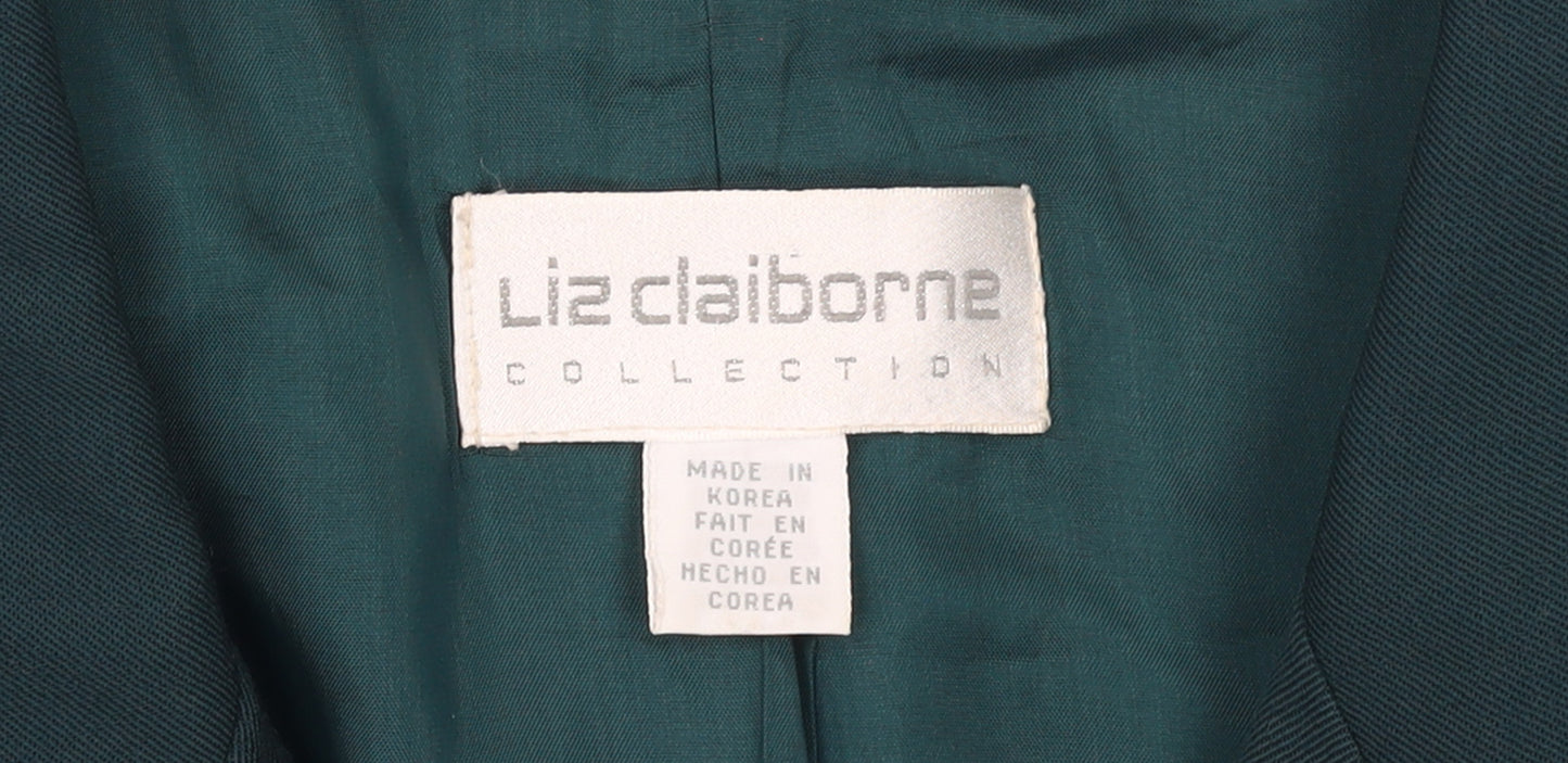 Liz Claiborne Women’s Green Wool Blazer Jacket Size 16 Classic Tailored