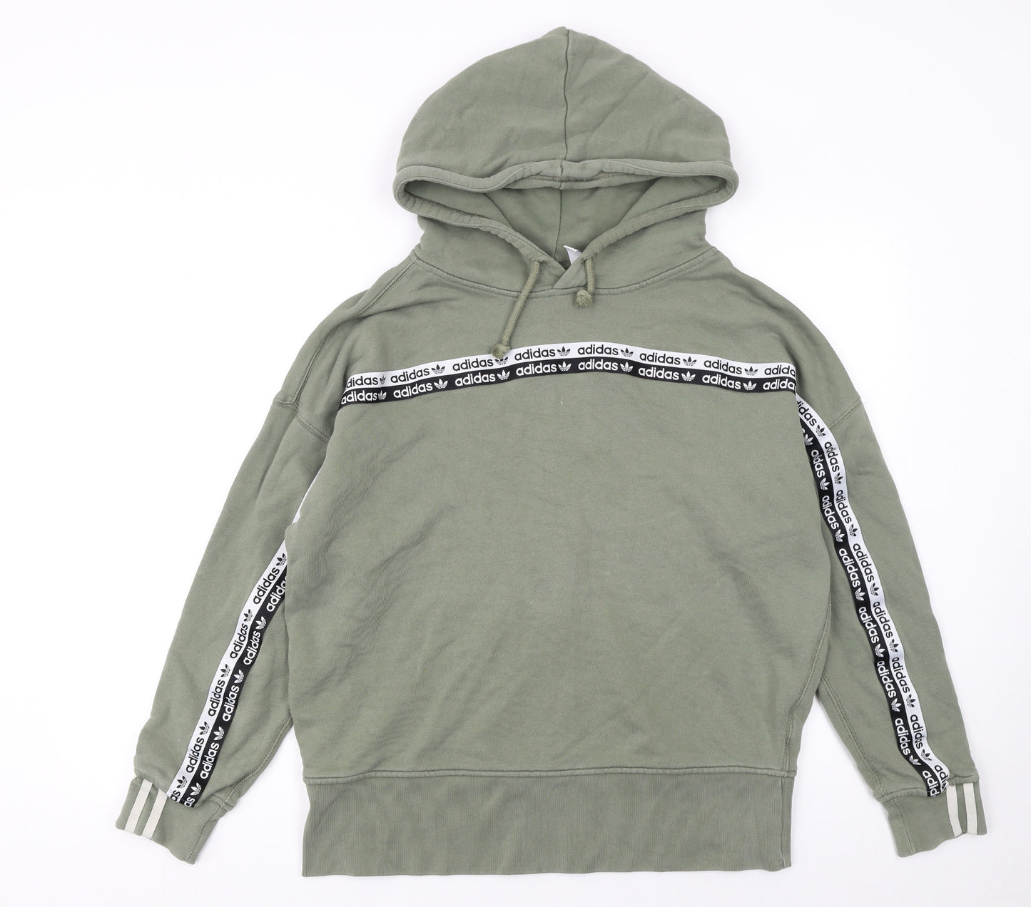 Adidas Women’s Green Hoodie Size 10 Cotton Blend Logo Trim