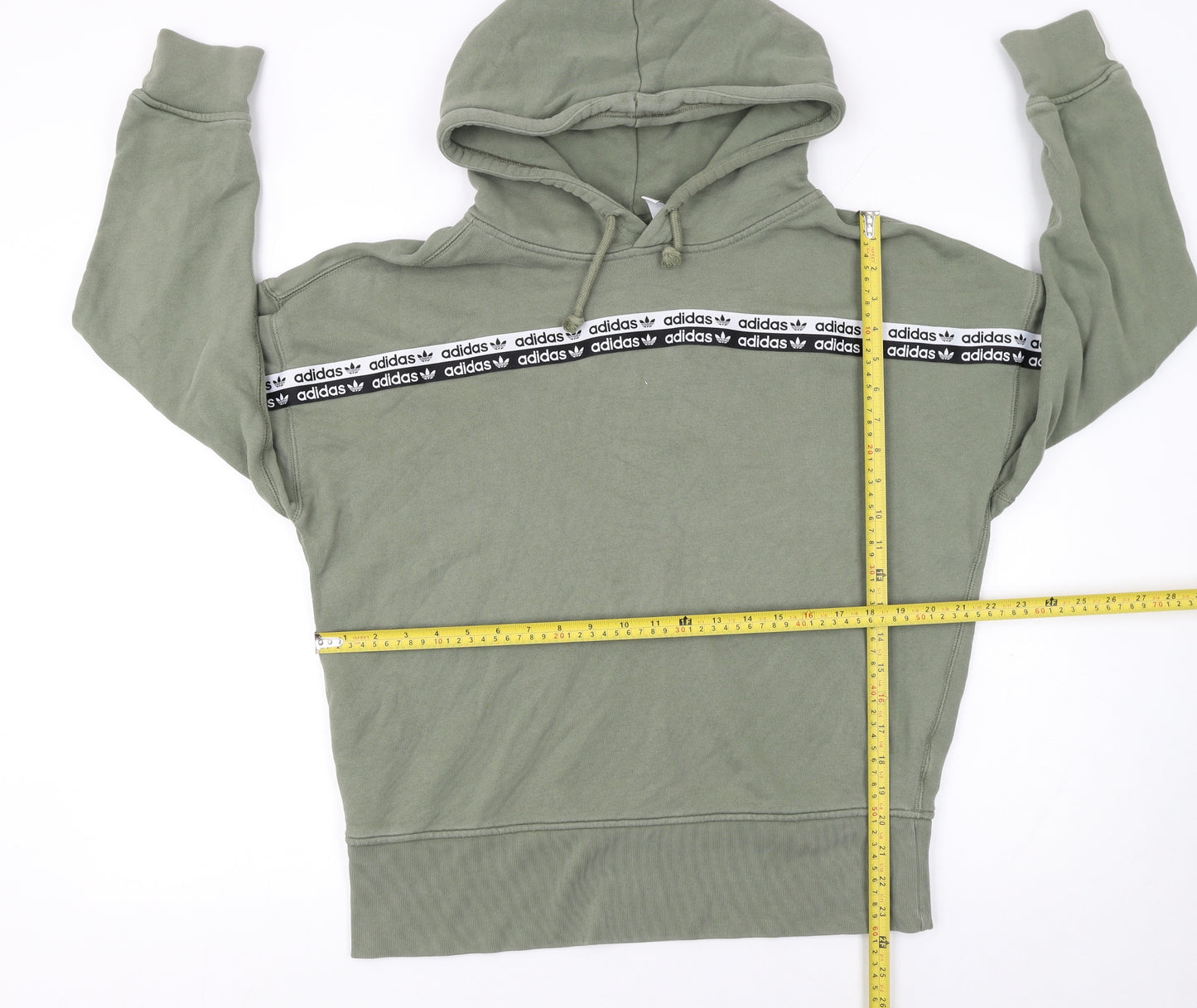 Adidas Women’s Green Hoodie Size 10 Cotton Blend Logo Trim