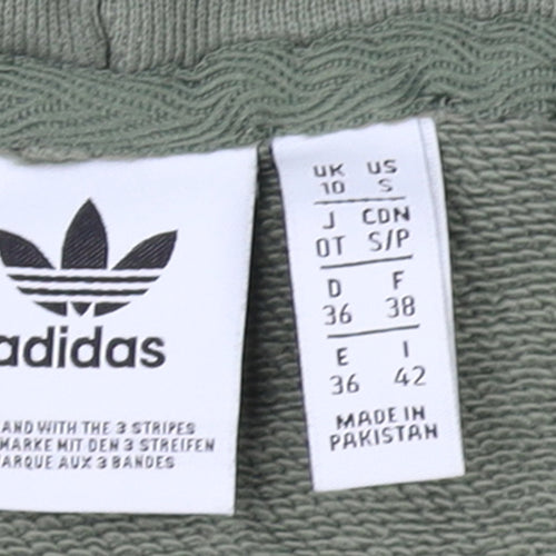 Adidas Women’s Green Hoodie Size 10 Cotton Blend Logo Trim
