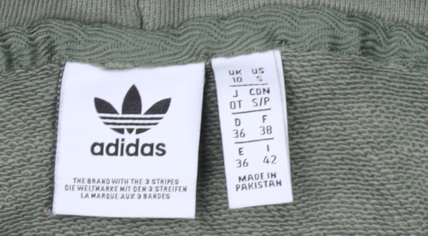 Adidas Women’s Green Hoodie Size 10 Cotton Blend Logo Trim