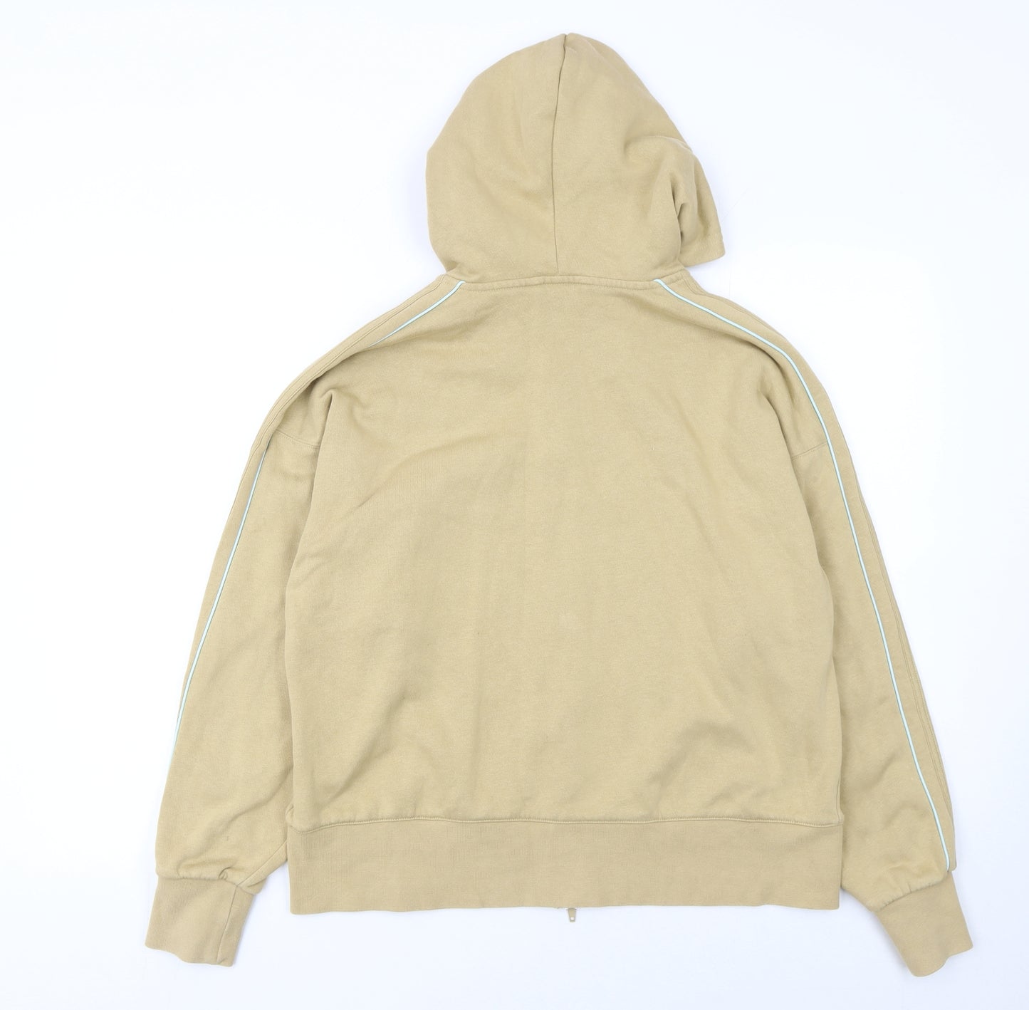 Adidas Women Beige Full Zip Hoodie Size 8 Cotton Blend Casual