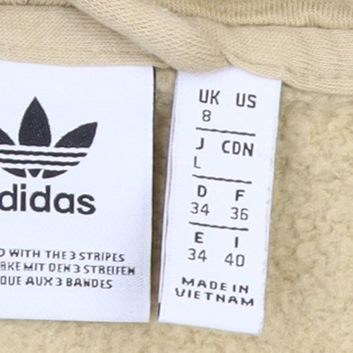 Adidas Women Beige Full Zip Hoodie Size 8 Cotton Blend Casual