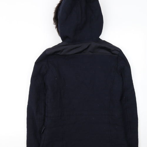 Massimo Dutti Women's Blue Wool Hooded Mid-Length Coat Size 10
