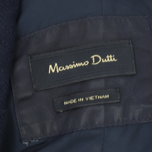 Massimo Dutti Women's Blue Wool Hooded Mid-Length Coat Size 10