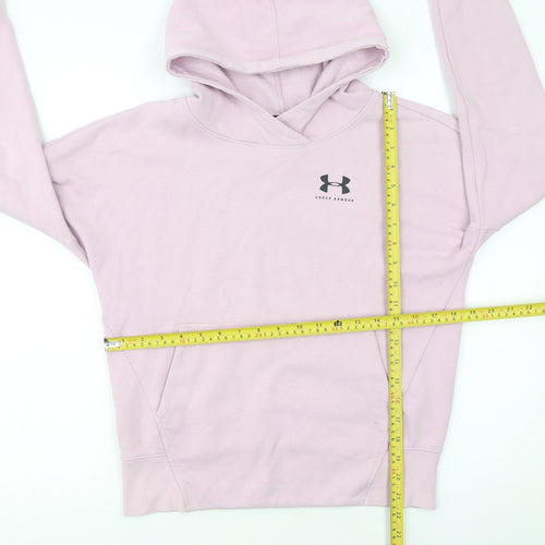 Under Armour Girls Pink Long Sleeve Fitted Pullover Hoodie YXL