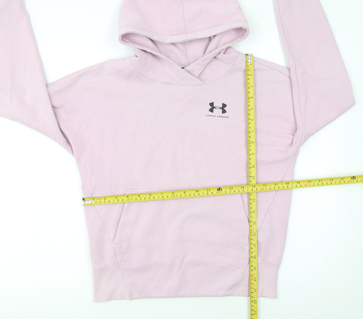 Under Armour Girls Pink Long Sleeve Fitted Pullover Hoodie YXL