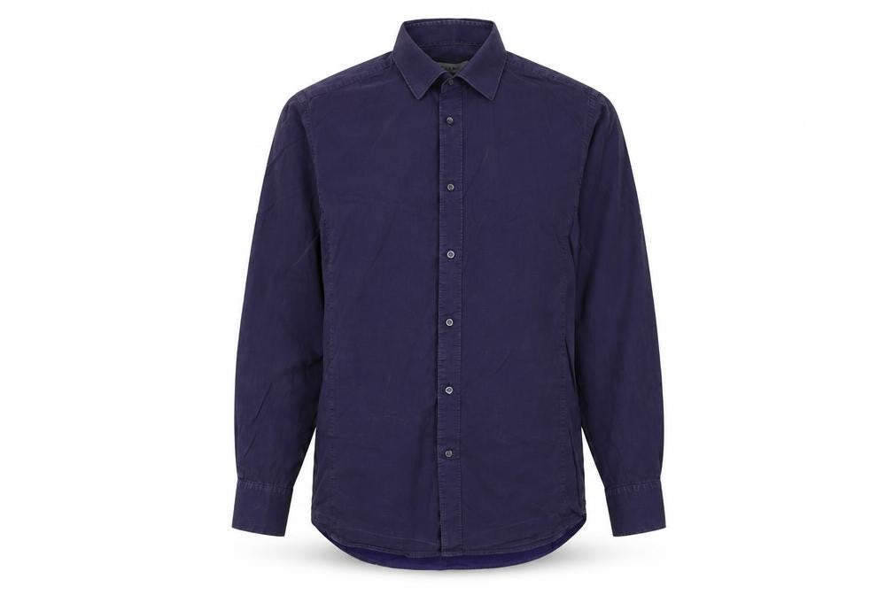 Reiss Men's Blue Cotton Long Sleeve Regular Fit Button-Up Shirt L