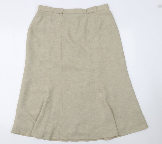 Eastex Women Beige A-Line Knee Length Lined Skirt Size 16