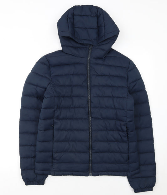 Next Boys Blue Hooded Puffer Jacket 13 Years Lightweight Quilted Coat