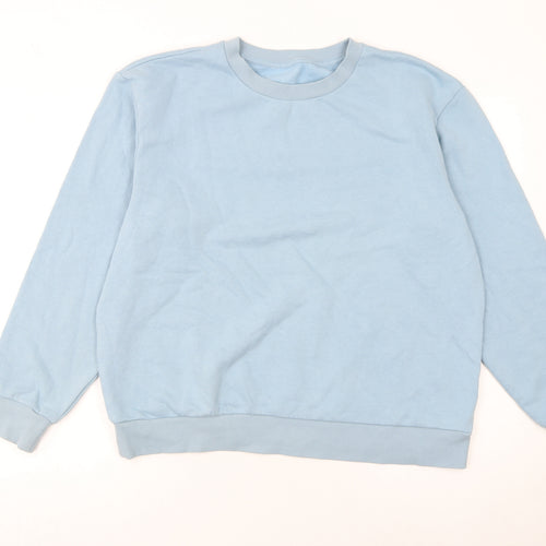 Marks and Spencer Women's Blue Cotton Blend Pullover Sweatshirt Medium