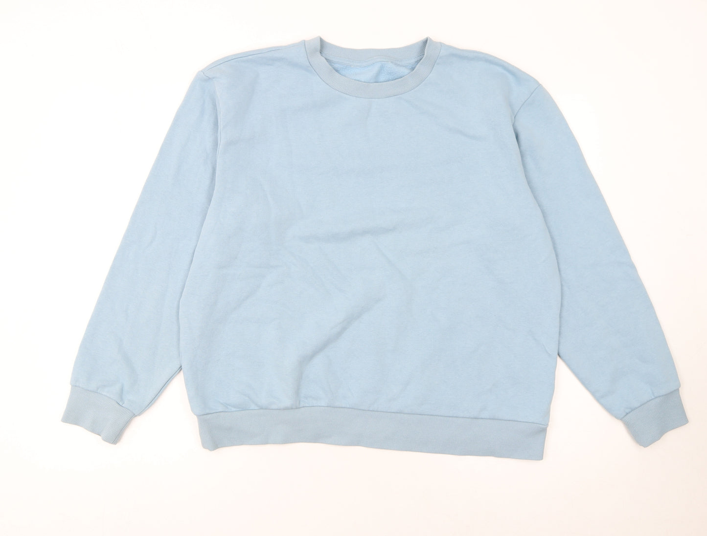 Marks and Spencer Women's Blue Cotton Blend Pullover Sweatshirt Medium
