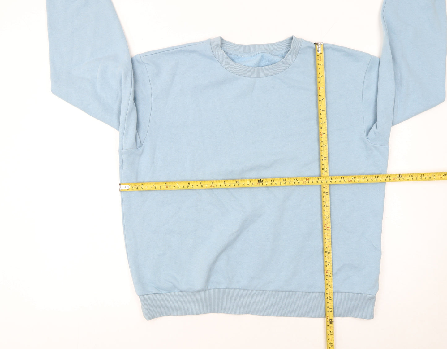 Marks and Spencer Women's Blue Cotton Blend Pullover Sweatshirt Medium