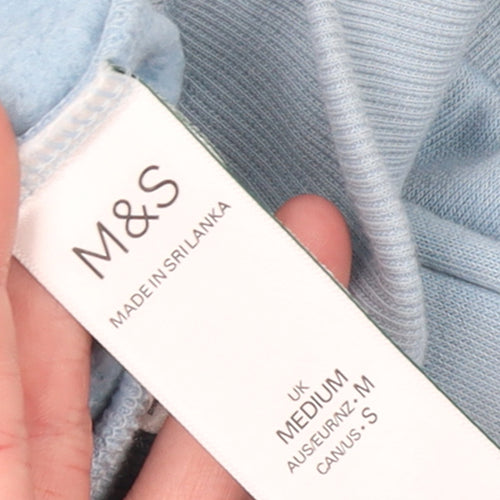 Marks and Spencer Women's Blue Cotton Blend Pullover Sweatshirt Medium