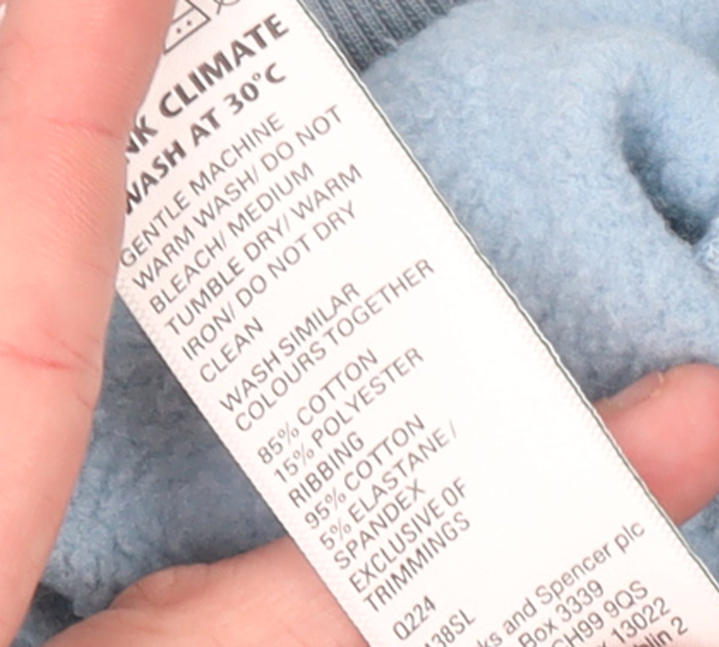 Marks and Spencer Women's Blue Cotton Blend Pullover Sweatshirt Medium