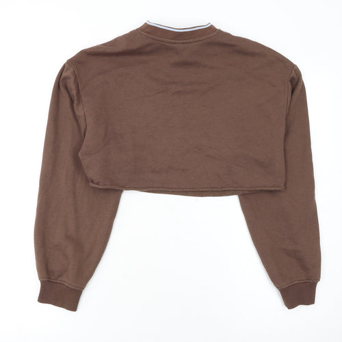 H&M Divided Women Brown Cropped Pullover Sweatshirt XXS National Athletics