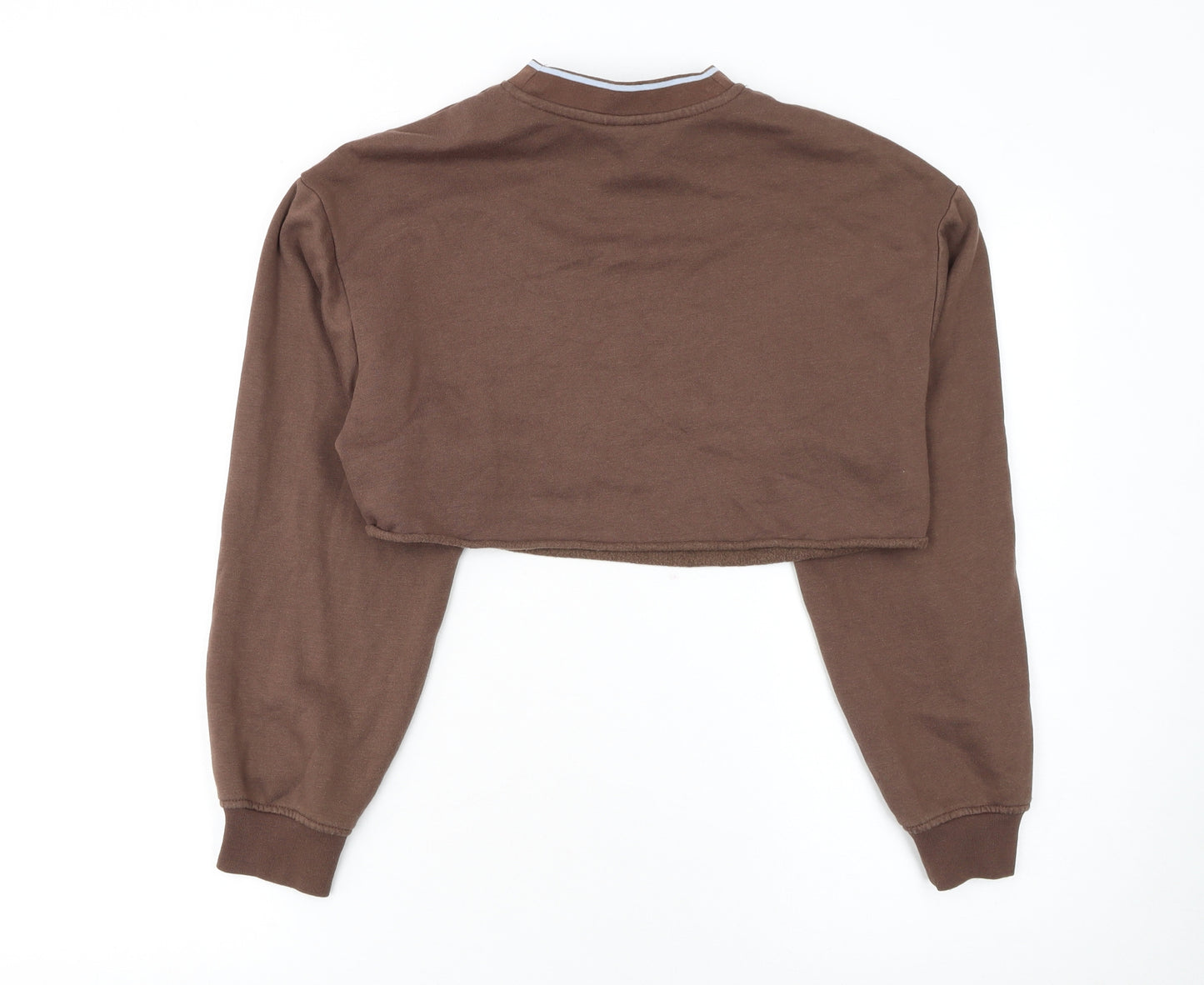 H&M Divided Women Brown Cropped Pullover Sweatshirt XXS National Athletics