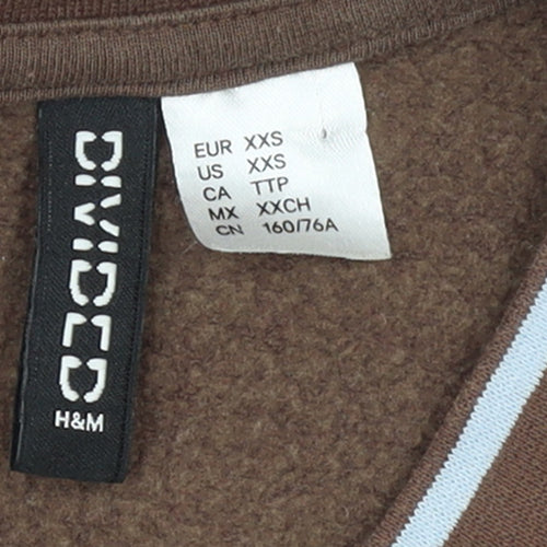 H&M Divided Women Brown Cropped Pullover Sweatshirt XXS National Athletics