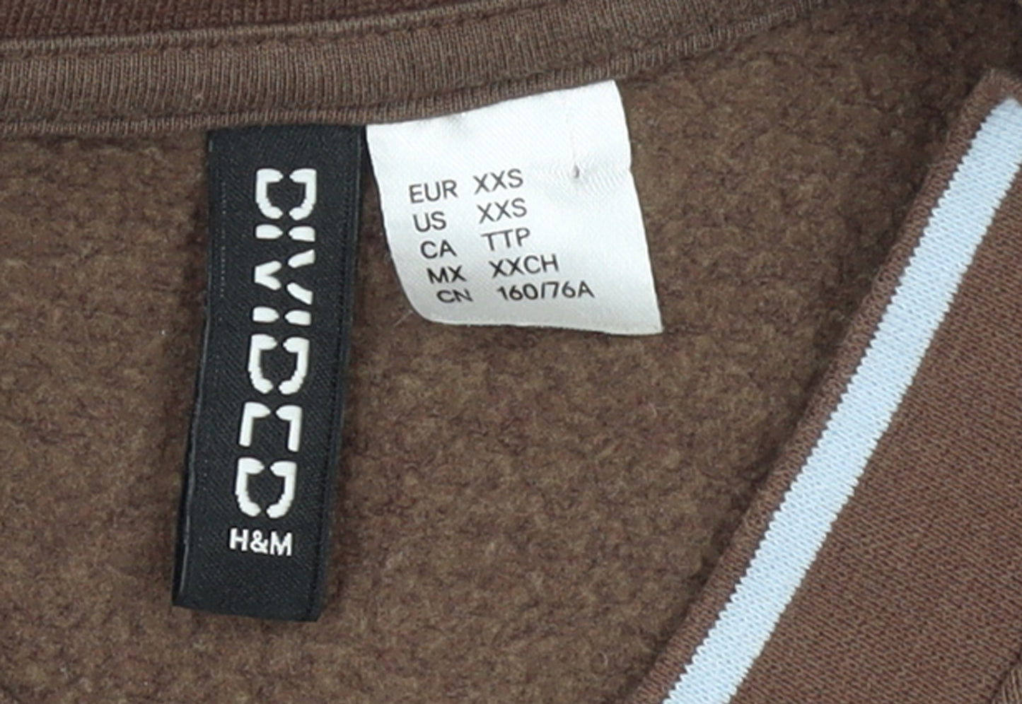 H&M Divided Women Brown Cropped Pullover Sweatshirt XXS National Athletics