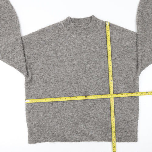 Marks and Spencer Women's Grey Wool Mock Neck Pullover Jumper M