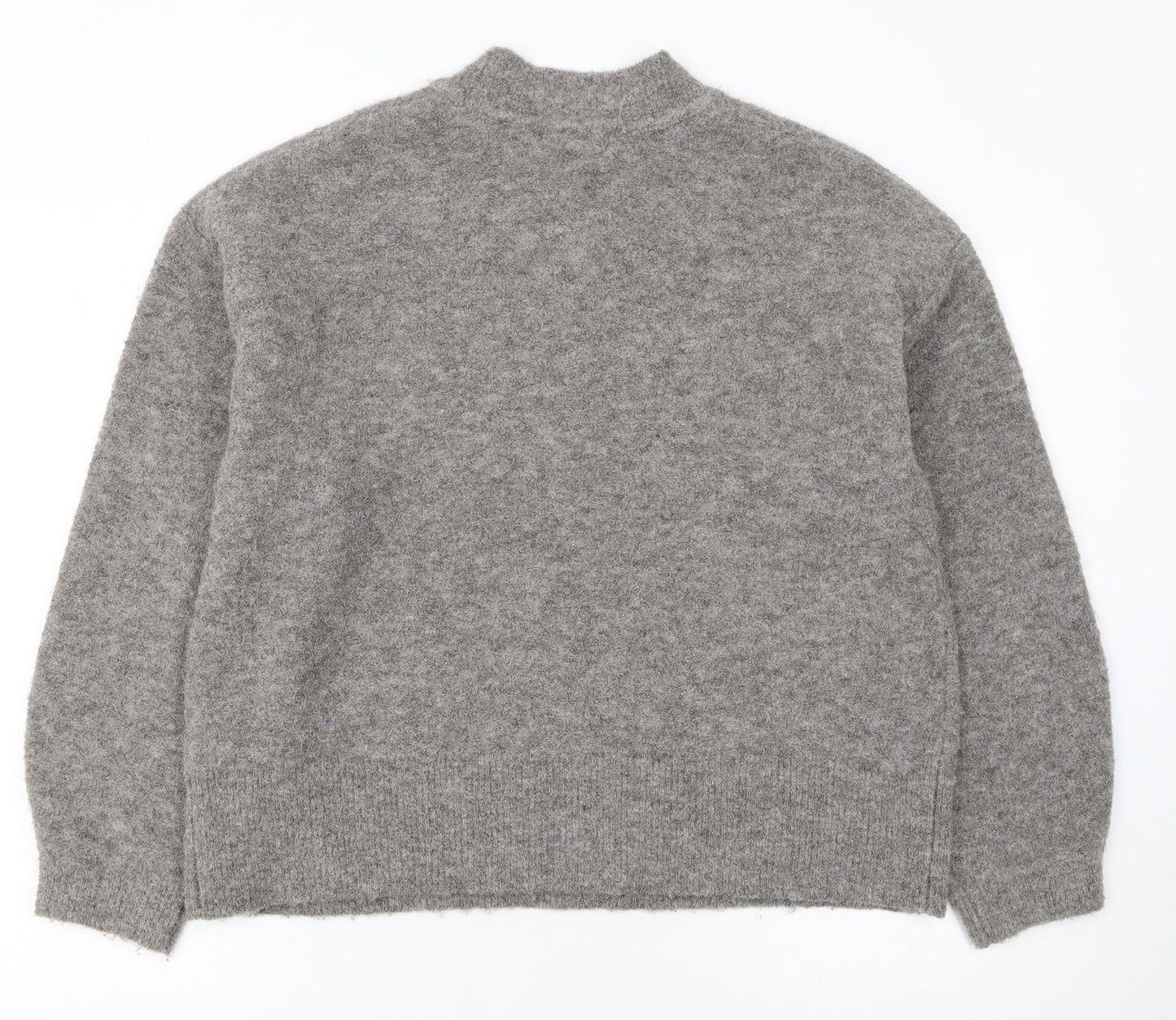 Marks and Spencer Women's Grey Wool Mock Neck Pullover Jumper M