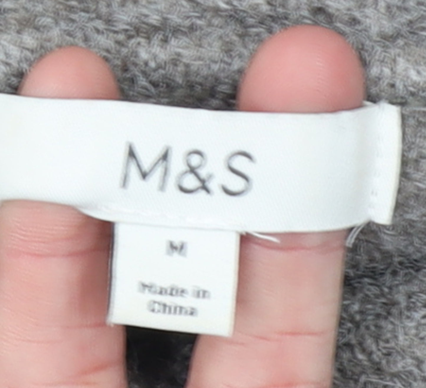 Marks and Spencer Women's Grey Wool Mock Neck Pullover Jumper M