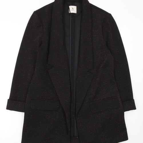 Tu Women Black Metallic Blazer Size 10 Classic Single-Breasted Jacket