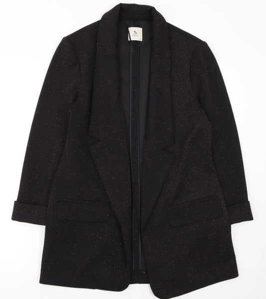Tu Women Black Metallic Blazer Size 10 Classic Single-Breasted Jacket