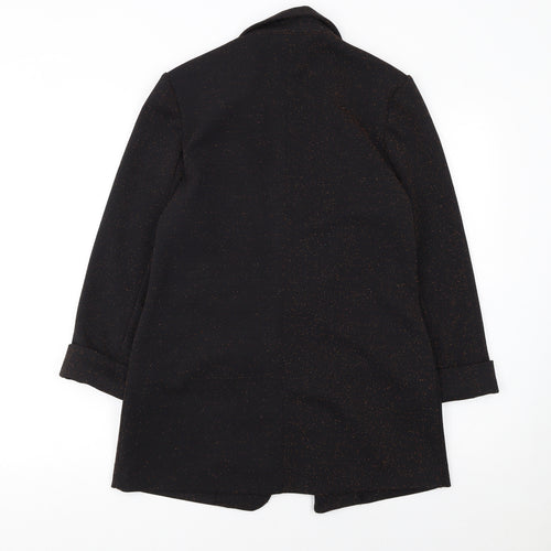 Tu Women Black Metallic Blazer Size 10 Classic Single-Breasted Jacket