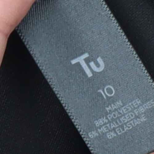 Tu Women Black Metallic Blazer Size 10 Classic Single-Breasted Jacket