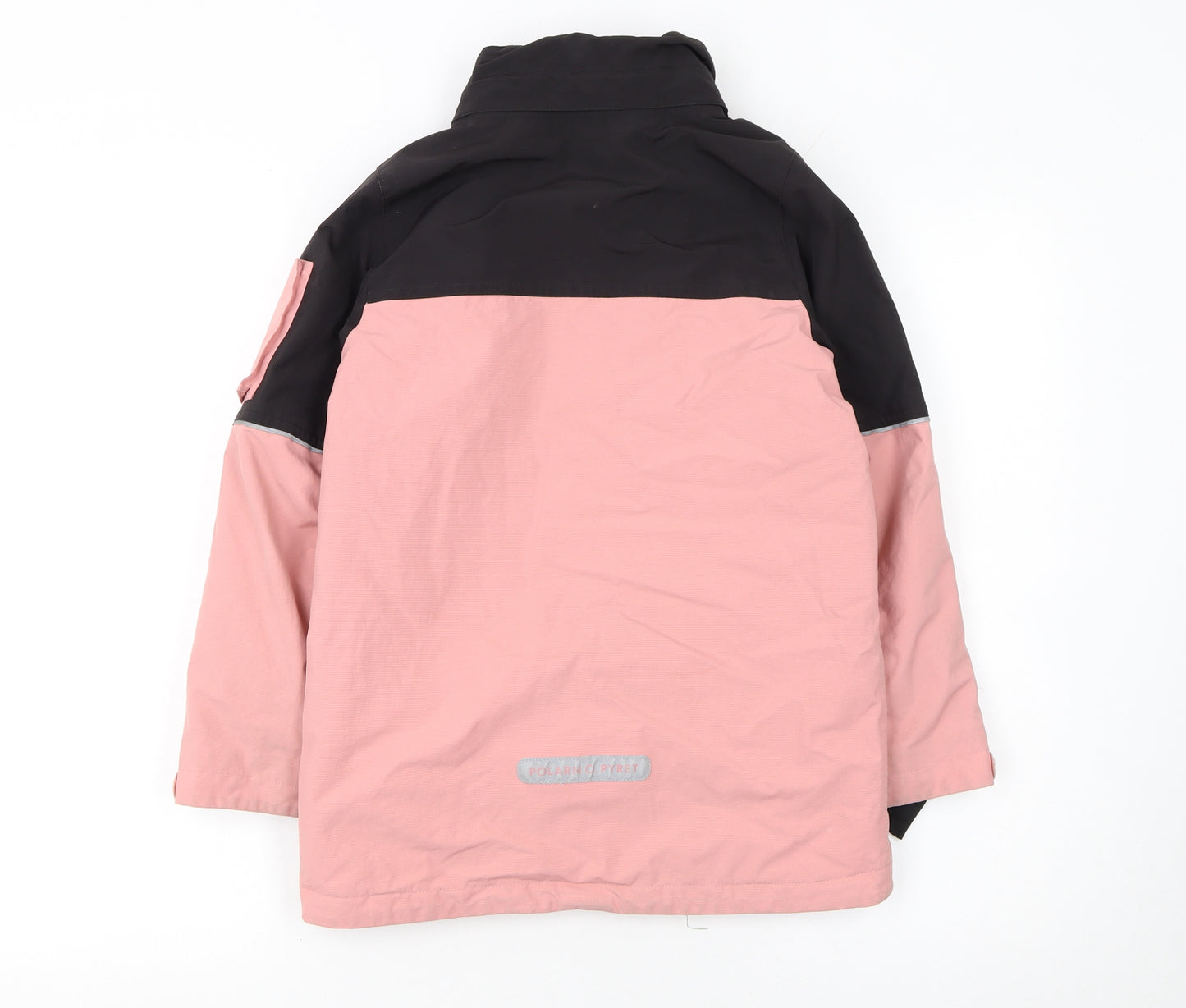 Polarn O. Pyret Girls Pink Black Waterproof Hooded Puffer Jacket 7-8 Years