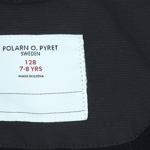 Polarn O. Pyret Girls Pink Black Waterproof Hooded Puffer Jacket 7-8 Years