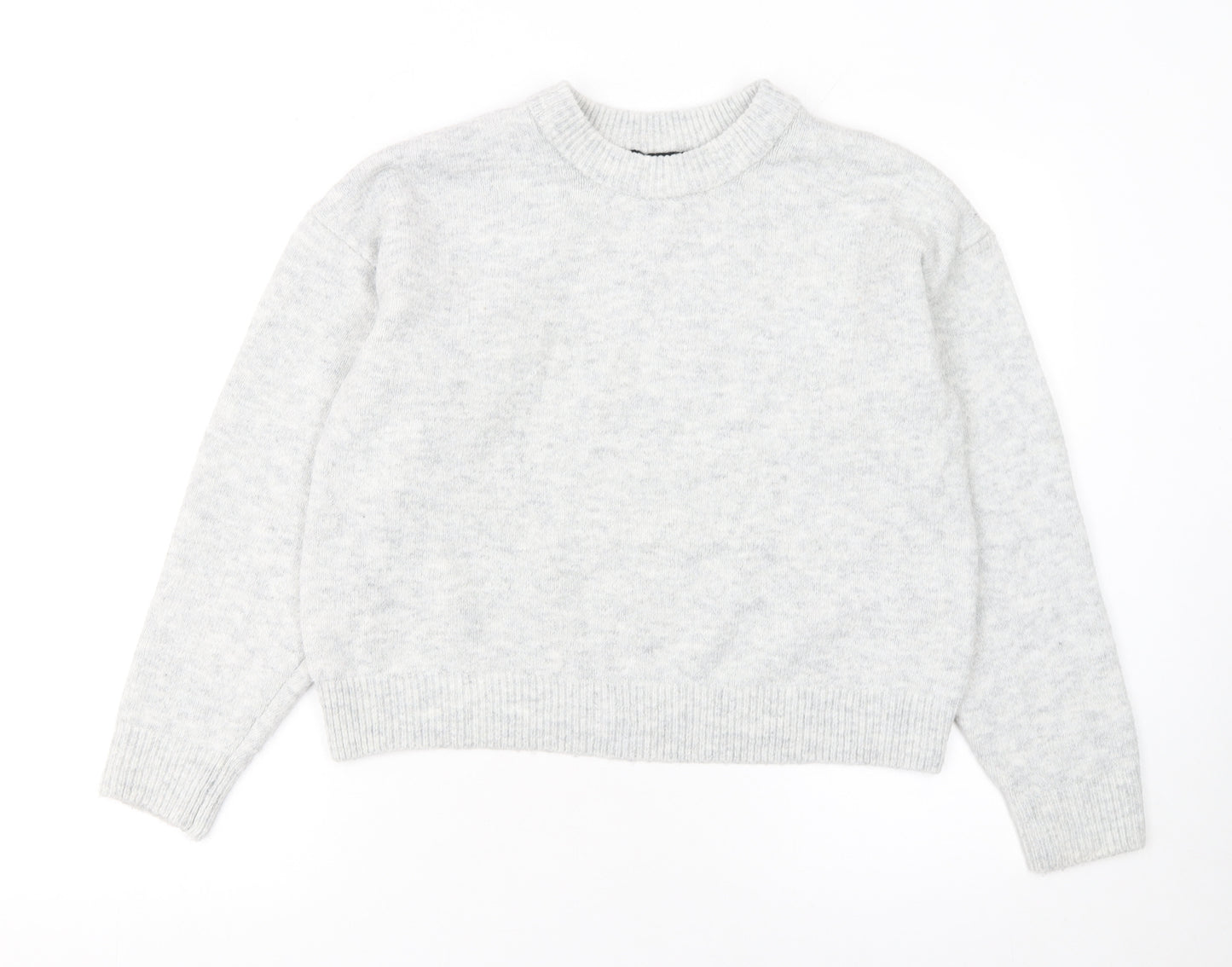 New Look Women Grey Crew Neck Pullover Jumper Size M Knit Long Sleeve