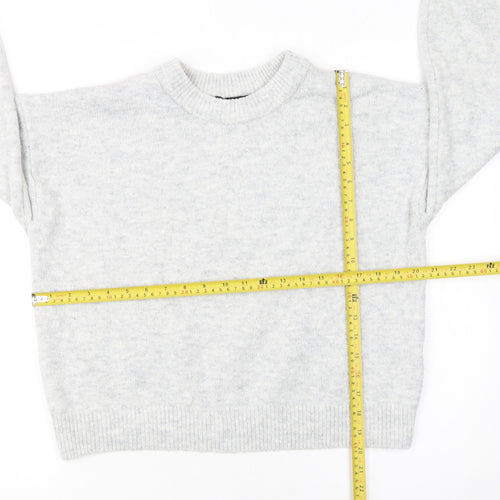 New Look Women Grey Crew Neck Pullover Jumper Size M Knit Long Sleeve