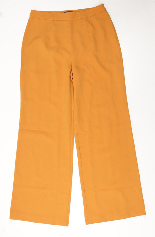 PrettyLittleThing Womens Brown Wide-Leg Trousers Size 14