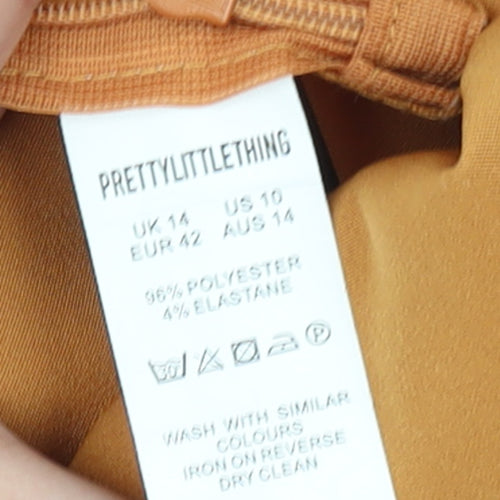 PrettyLittleThing Womens Brown Wide-Leg Trousers Size 14