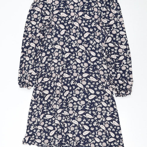 Boden Womens Blue Floral Paisley Wrap Dress Size 14 Long Sleeve