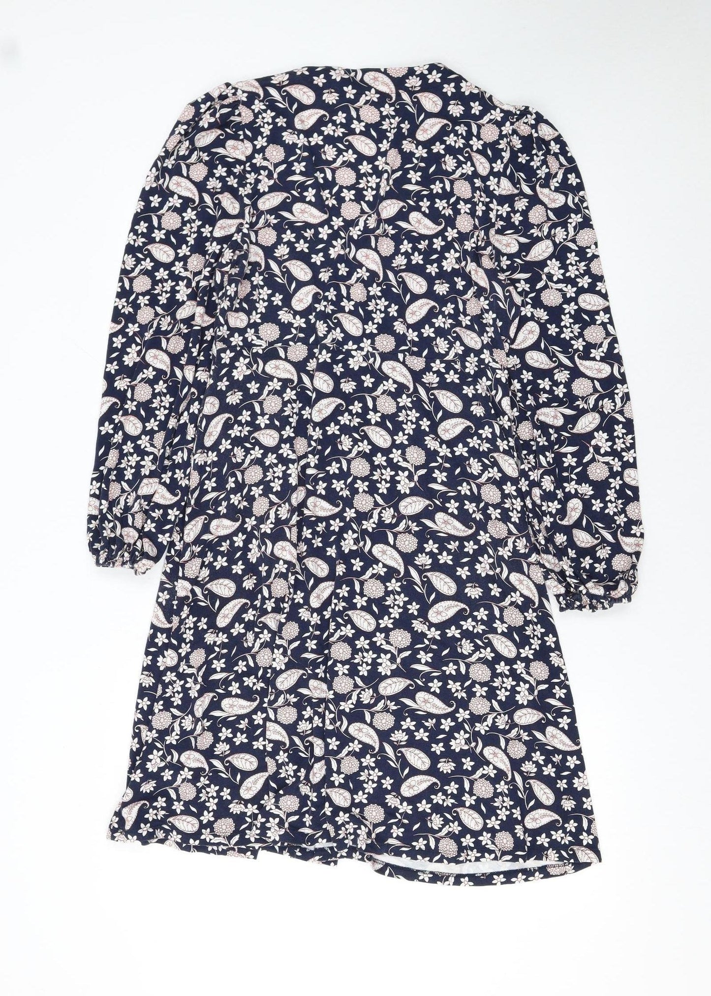 Boden Womens Blue Floral Paisley Wrap Dress Size 14 Long Sleeve