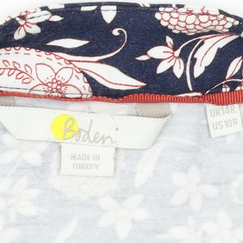 Boden Womens Blue Floral Paisley Wrap Dress Size 14 Long Sleeve