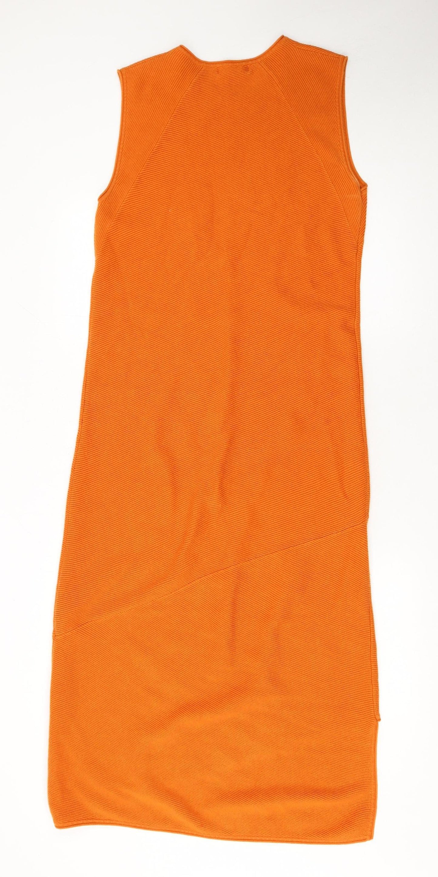 Victor Alfaro Collective Women’s Orange Sleeveless Midi Bodycon Knit Dress Size L