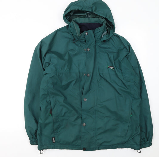 Outdoor Scene Men's Green Waterproof Hooded Jacket Size S