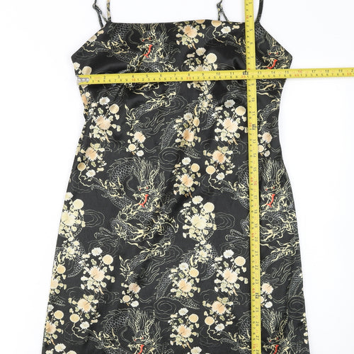 Urban Outfitters Womens Black Dragon Satin Slip Dress L