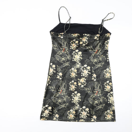 Urban Outfitters Womens Black Dragon Satin Slip Dress L