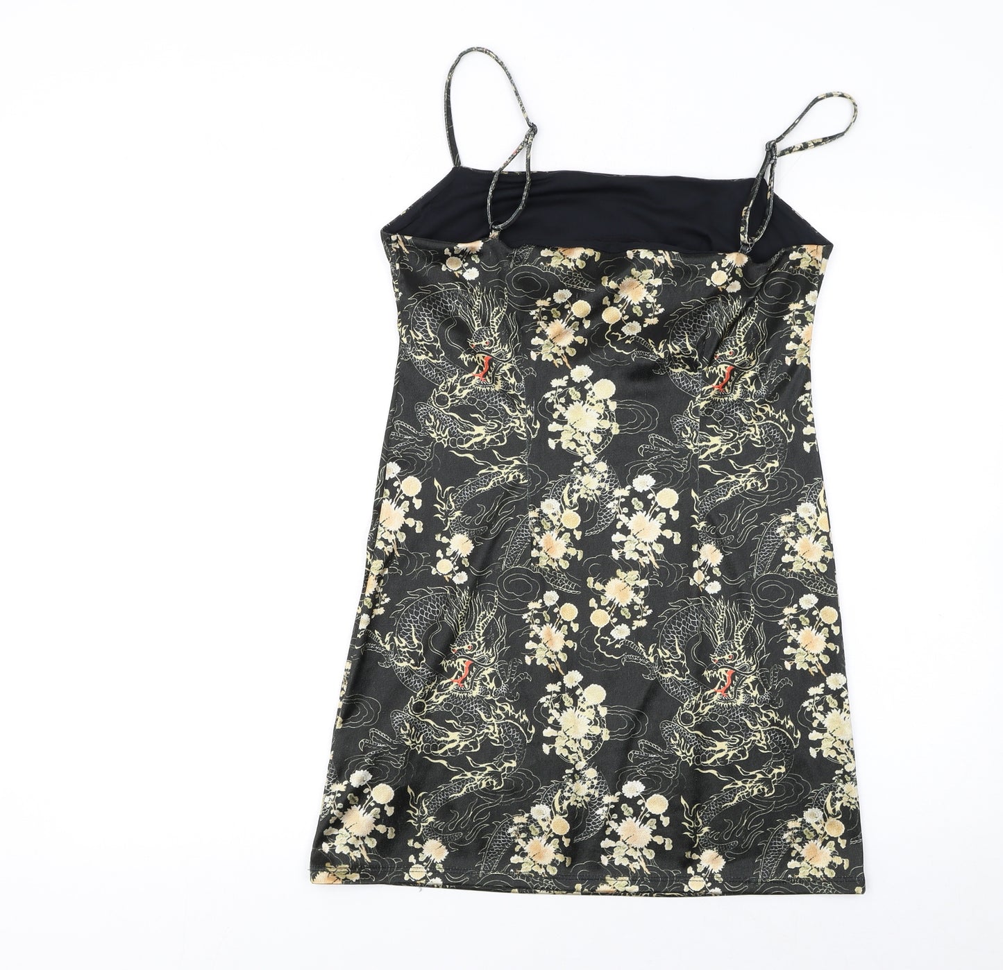 Urban Outfitters Womens Black Dragon Satin Slip Dress L