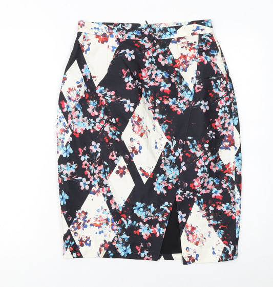 L.K. Bennett Women Multicoloured Floral Silk Blend Pencil Skirt UK 10