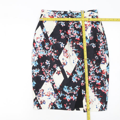 L.K. Bennett Women Multicoloured Floral Silk Blend Pencil Skirt UK 10
